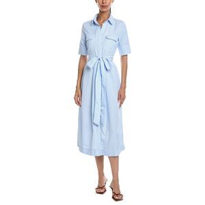 Abbey Womens  Tie Waist Shirtdress, Blue